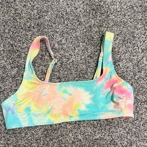 Pastel Tie-Dye Ribbed Bikini Top